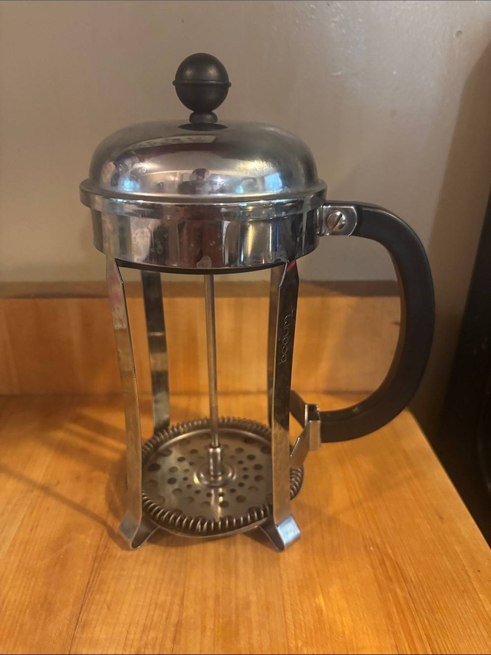Bodum Stainless Steel French Press with Black Handle WITHOUT glass carafe